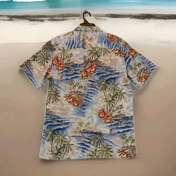 Hawaiian Tropical Men's Button Front Shirt Medium Colorful Floral multicolor Top - Picture 10 of 11